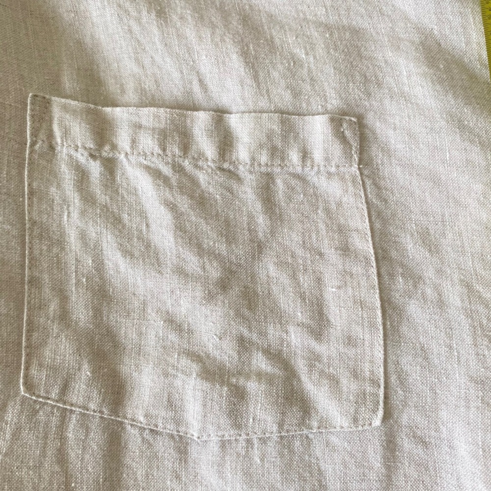 Threads by Bed Threads 100% Linen Button Down Shirt Oatmeal Beige Mens Size M - Picture 6 of 12